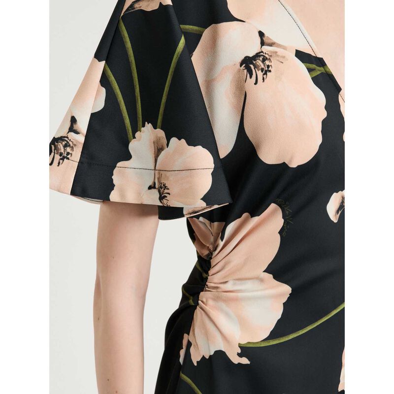 Veronika Maine Blush Poppy Satin Back Crepe Dress image number 2